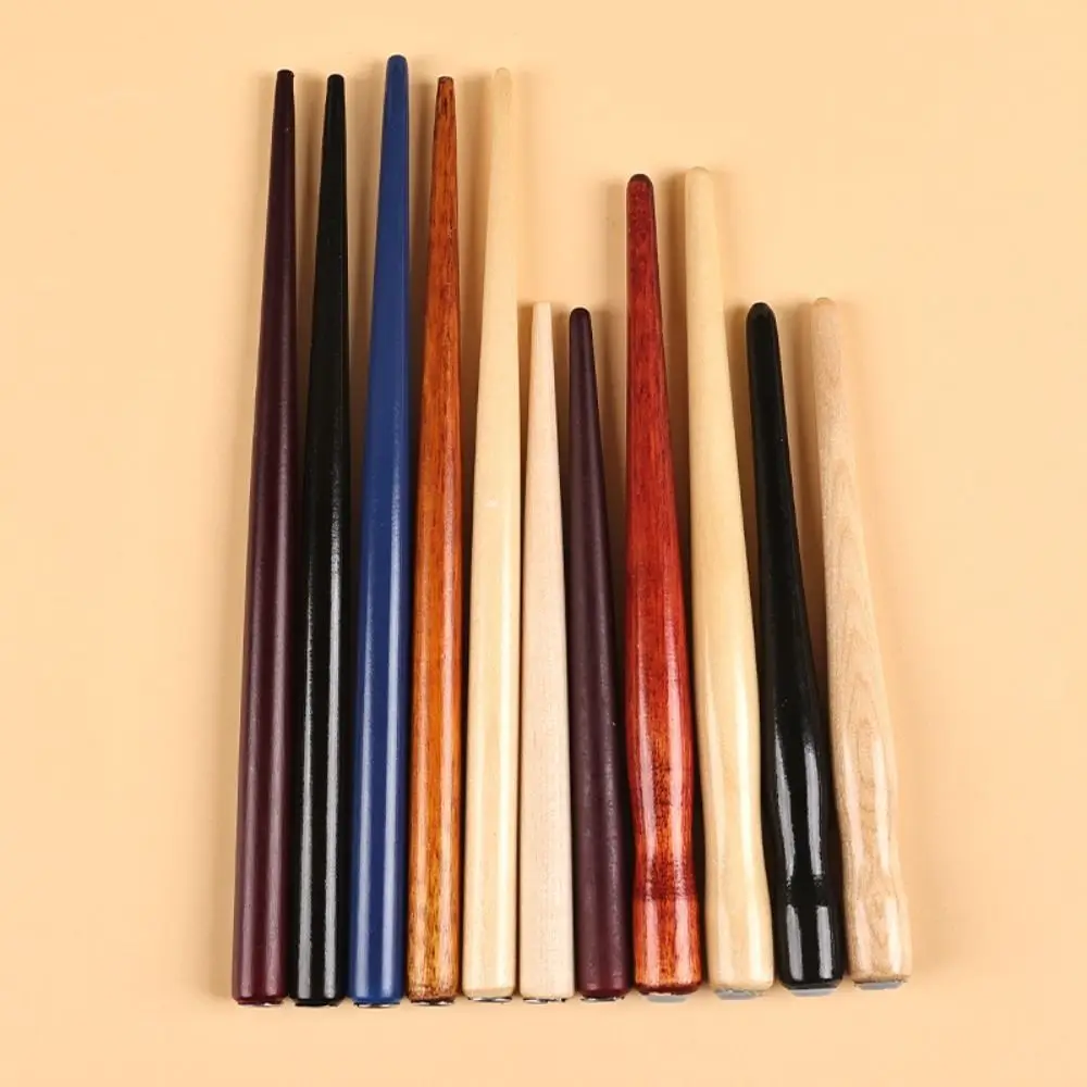 

1pcs High Quality Wooden Rod Dip Pen Stainless Steel Tip Calligraphy Pen Signature Pen Office Business