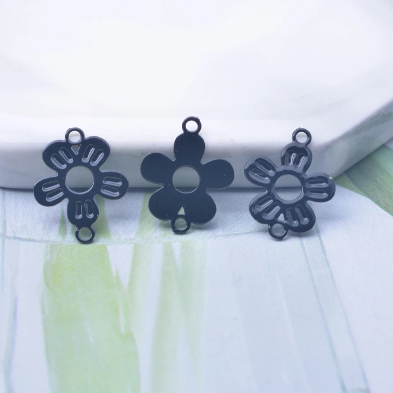 100 Stück/Lot AC10887 10*14mm Messing Kleine Blumen-Verbindungsstücke Bunte Schmuck-Ohrring-Accessoires – Detail 4