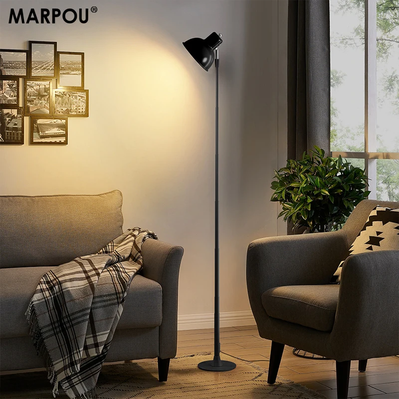 MARPOU Floor Lamp Adjustable with 3 Color Dimmable USB Plug Modern LED Telescopic 145CM Floor Stand Light Living Room Bedroom