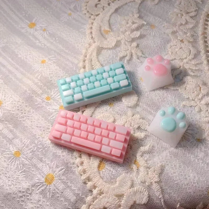 

DIY Handmade Ccustom 2.25U Enter/Shift Keys Cute Pink Blue Resin Cross Axis Gaming Mechanical Keyboard Keycaps