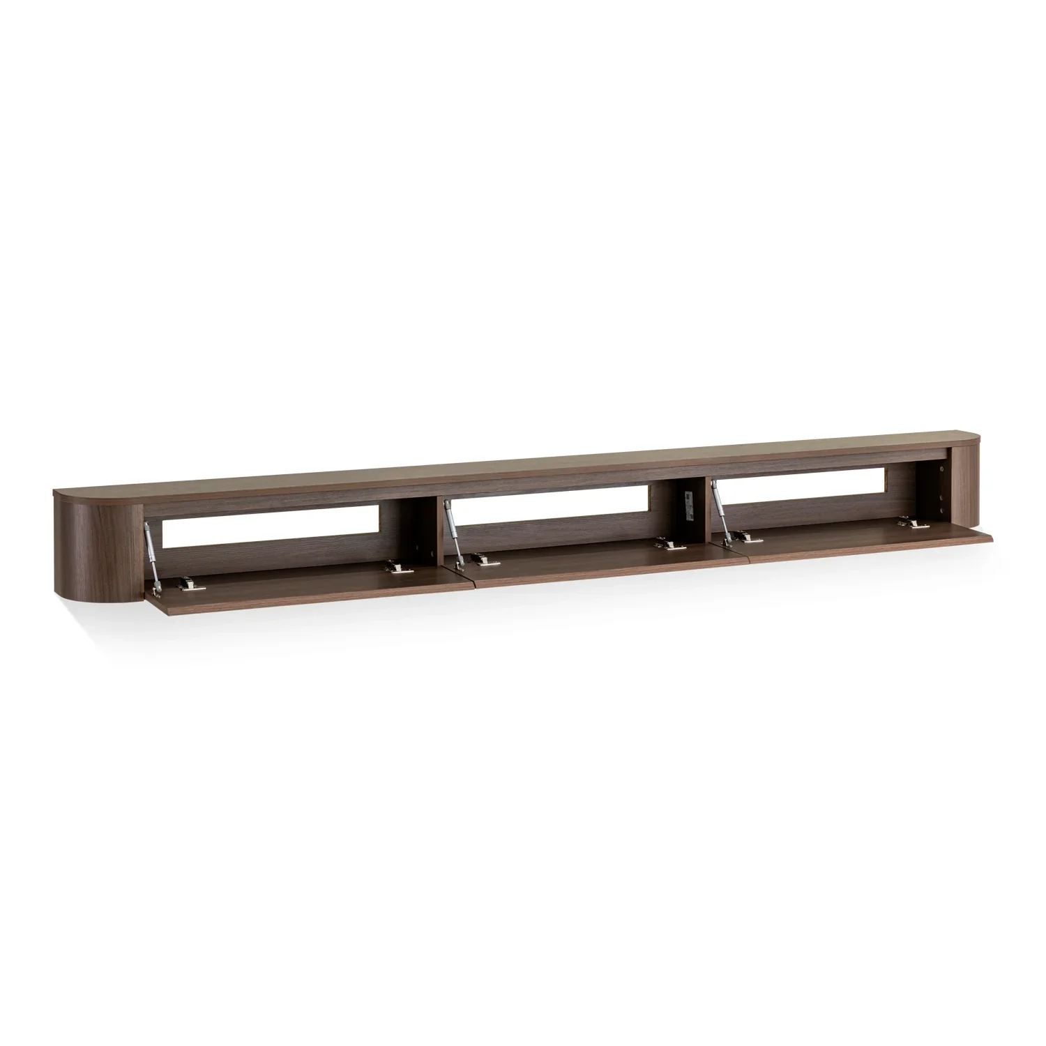 Modern TV Stand for Living Room & Bedroom | Walnut Brown Wood TV Cabinet Shelves Drawers | Wall Mount Storage Home Furniture