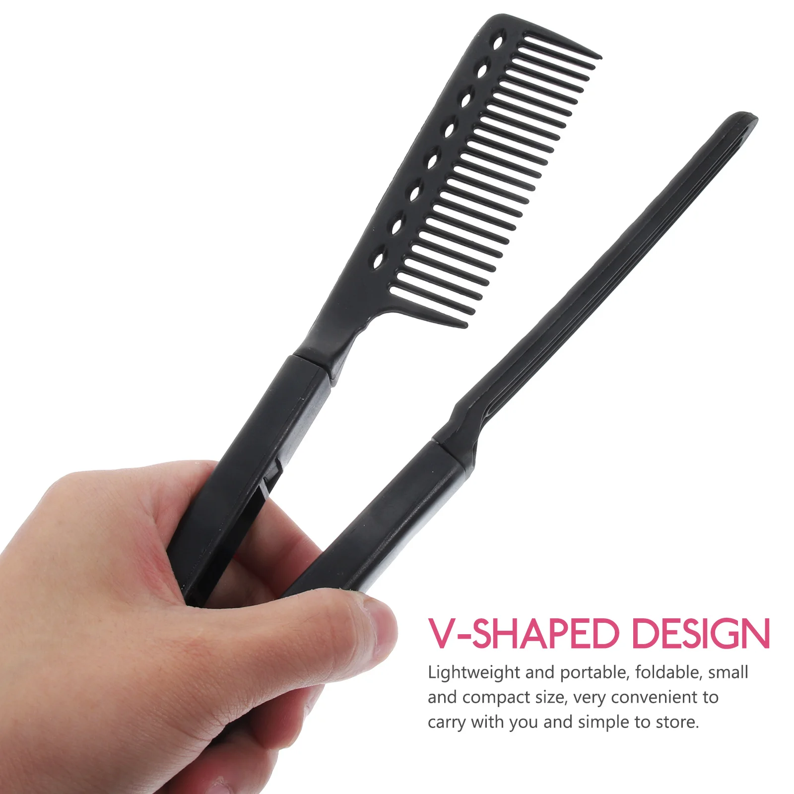 

V-Shaped Folding Hair Straightening Comb For Salon Home Durable Plastic Lightweight Styling Tool For Thick Thin Hair