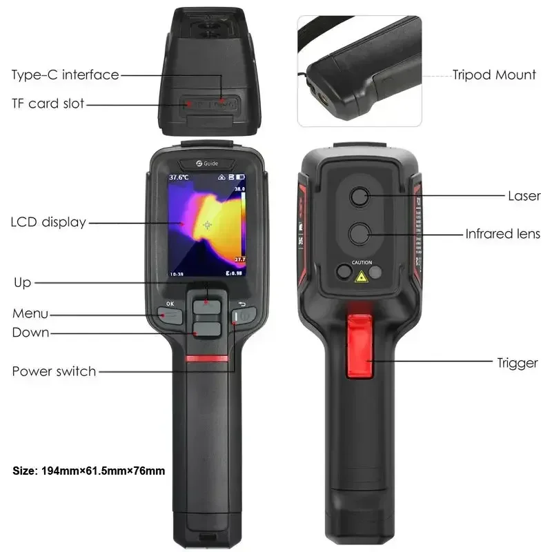 Guide PC210 Thermal Camera 256x192 Infrared Module Thermal Imager PC Projection Analysis IR Temperature Inspection Repair