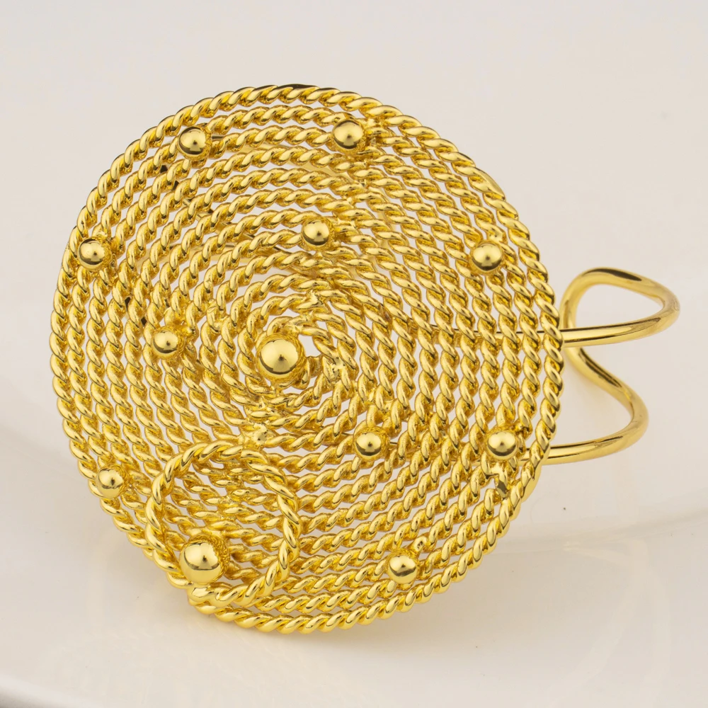 NKLS Womens Gold Color Jewelry Set Bridal Dubai Brazilian Earring Necklace Weaving Circle Ring Bangle Set For Party Wedding titk