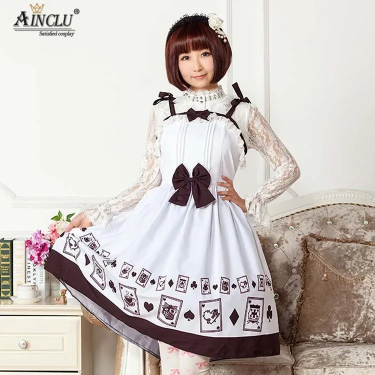 Ainclu Sweet Women's Light Brown Polyester Original Sweet Suspenders Princess Lolita Dress