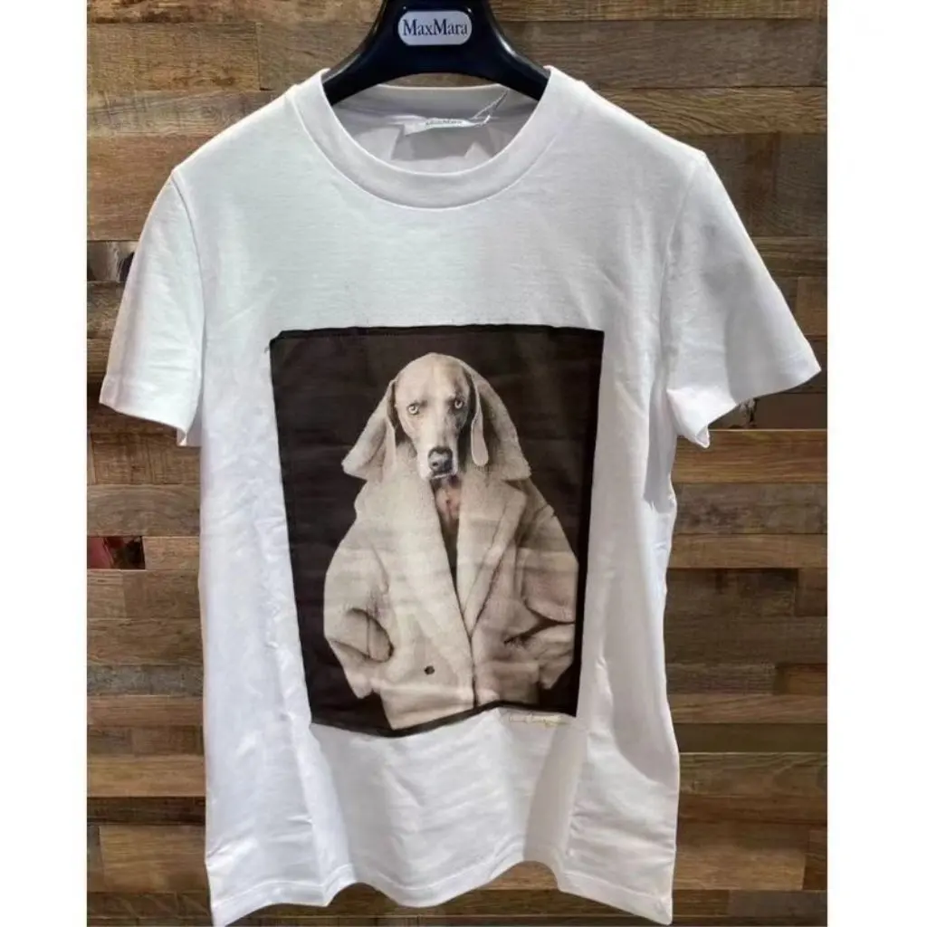 

Max Crewneck Women's T-shirt Short-sleeved Classic Weimar Hound Dog Head Sticker European Station Domestic 10th Anniversary