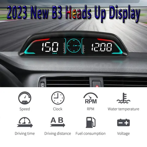 B3 Obd 헤드업 디스플레이 GPS 디지털 자동차 게이지 속도계, 온보드 컴퓨터 스마트 자동차 게이지, 수온 연료 소비 전압
