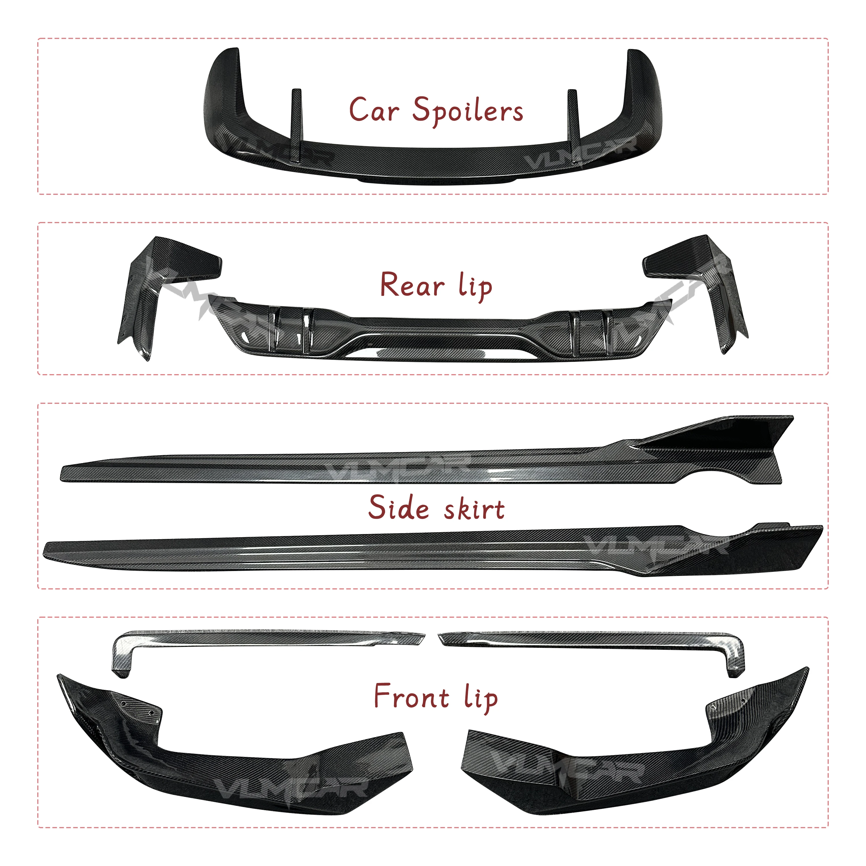 

MP Carbon Fiber car modification kit Front Lip and Rear Lip & Side Skirts & Car spoilers for G05 X5M sports model MP style