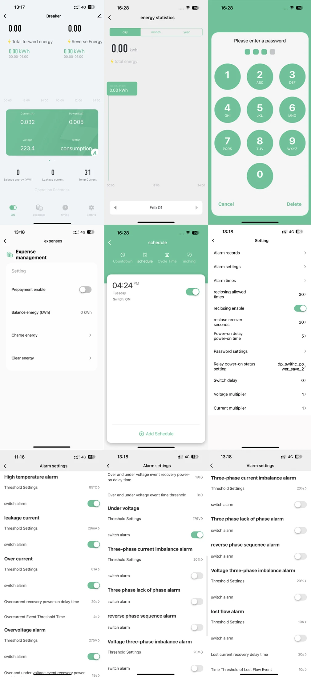 EARU Dreiphasiger Tuya App WiFi Smart Bidirektionaler Strom-Spannungs-Leistungs-Energiezähler kWh-Messgerät mit Erdschluss-Schutzrelais-Schalter – Detail 10