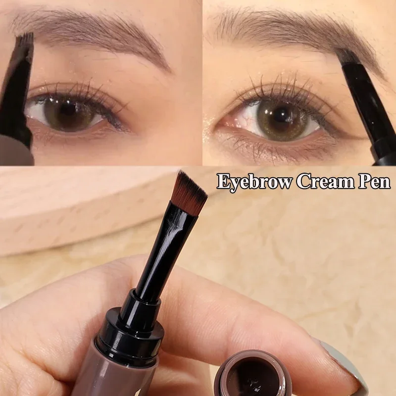 Contouring Eyebrow Cream Pen with Brush Makeup Waterproof Natural Matte Eyeliner Lying Silkworm Gel Non-smudge Setting Cosmetics