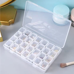 Caja de almacenamiento de plástico con compartimentos de 28 rejillas, organizador de exhibición de joyería, pendientes, cuentas, tornillos, contenedor