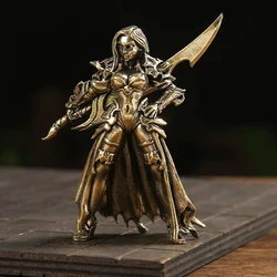 Copper Metal Solider Model Miniatures Figurine Vintage broadsword Beauty warrior Ornament Desktop Decoration Accessories Toy Gi