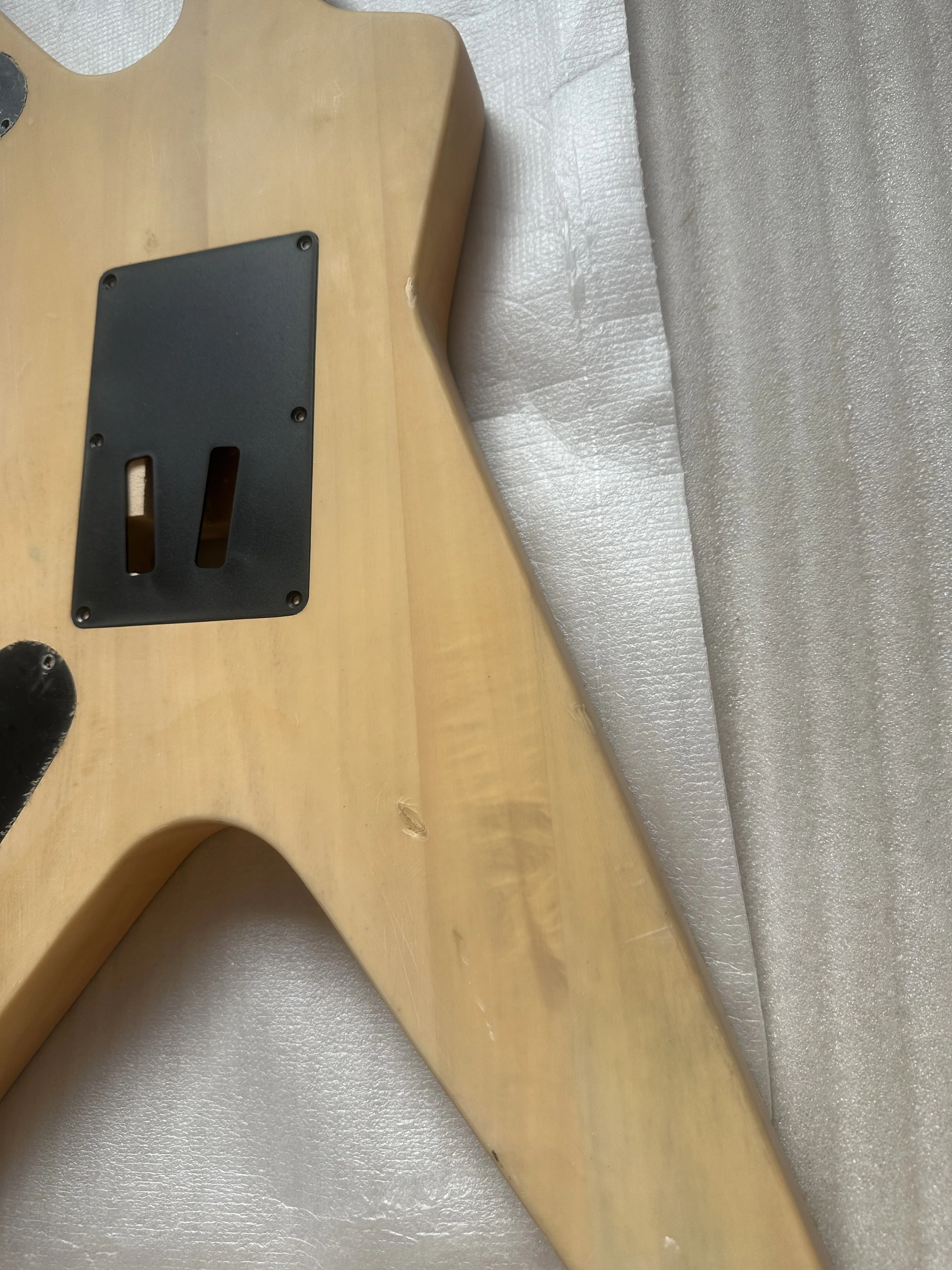 Factory Stock Electric Guitar Body, Floyd Rose Style, Gloss Finished lightning pattern, Special Shape, Stock Defective