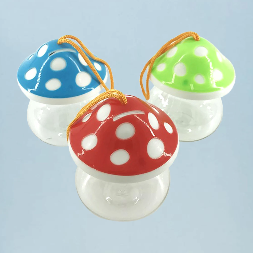 

3Pcs Mini Fish Bottle Transparent Plastic Mushroom Shape Portable Handle Easy Clean Mini Fish Tank for Temporary Breeding