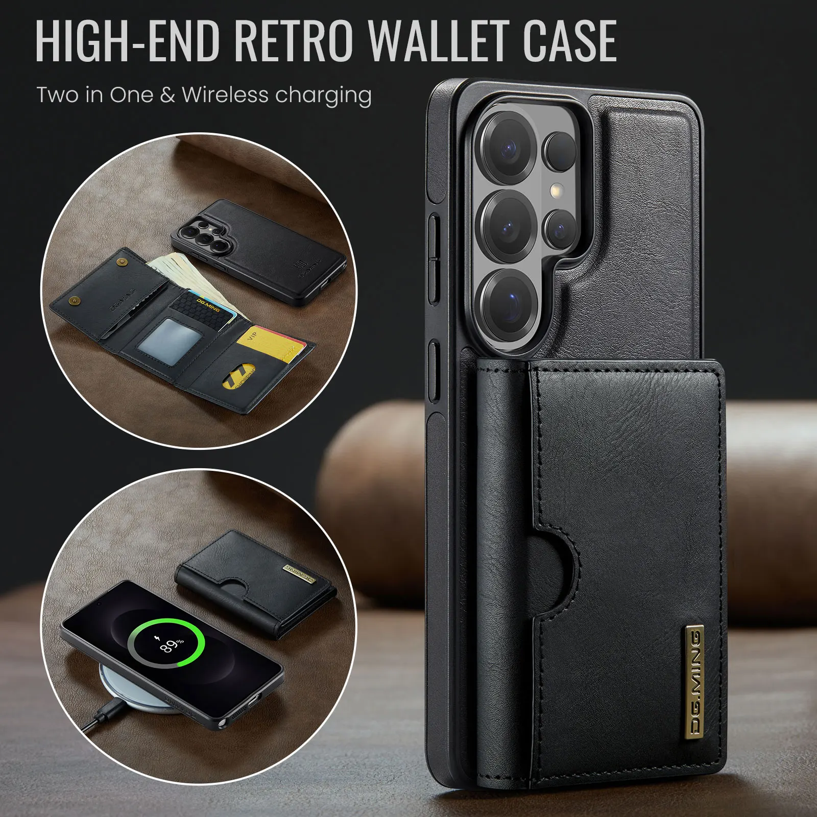 

Phone Case For Samsung Galaxy S26 Ultra S23 FE S24 Plus S25 Edge Magnetic Pu Leather Split Type Card Shockproof Back Cover