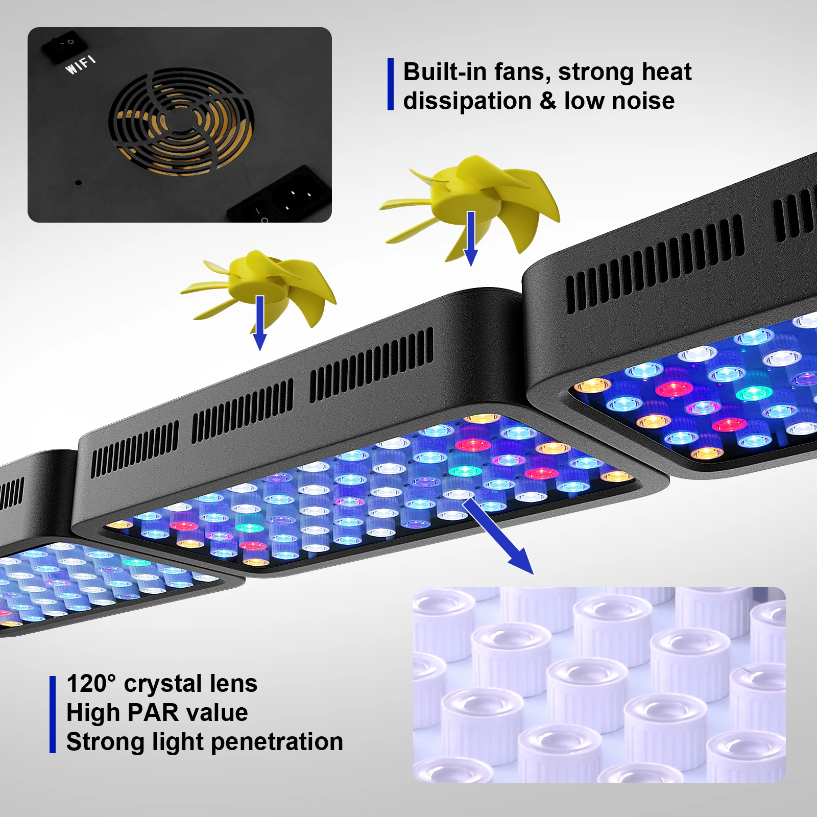 Imagem -05 - Populargrow-tuya Wifi Dimmable Led Aquarium Light Luz Marinha com Canais Cinco Modos para Coral Fish Tank 165w