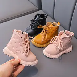 Bota Kid Boots Kid Fashion Boots Autumn Winter Boys British Plush Short Boot Girl Ankle Boots French Boy/ Girls Boots Kid Shoes