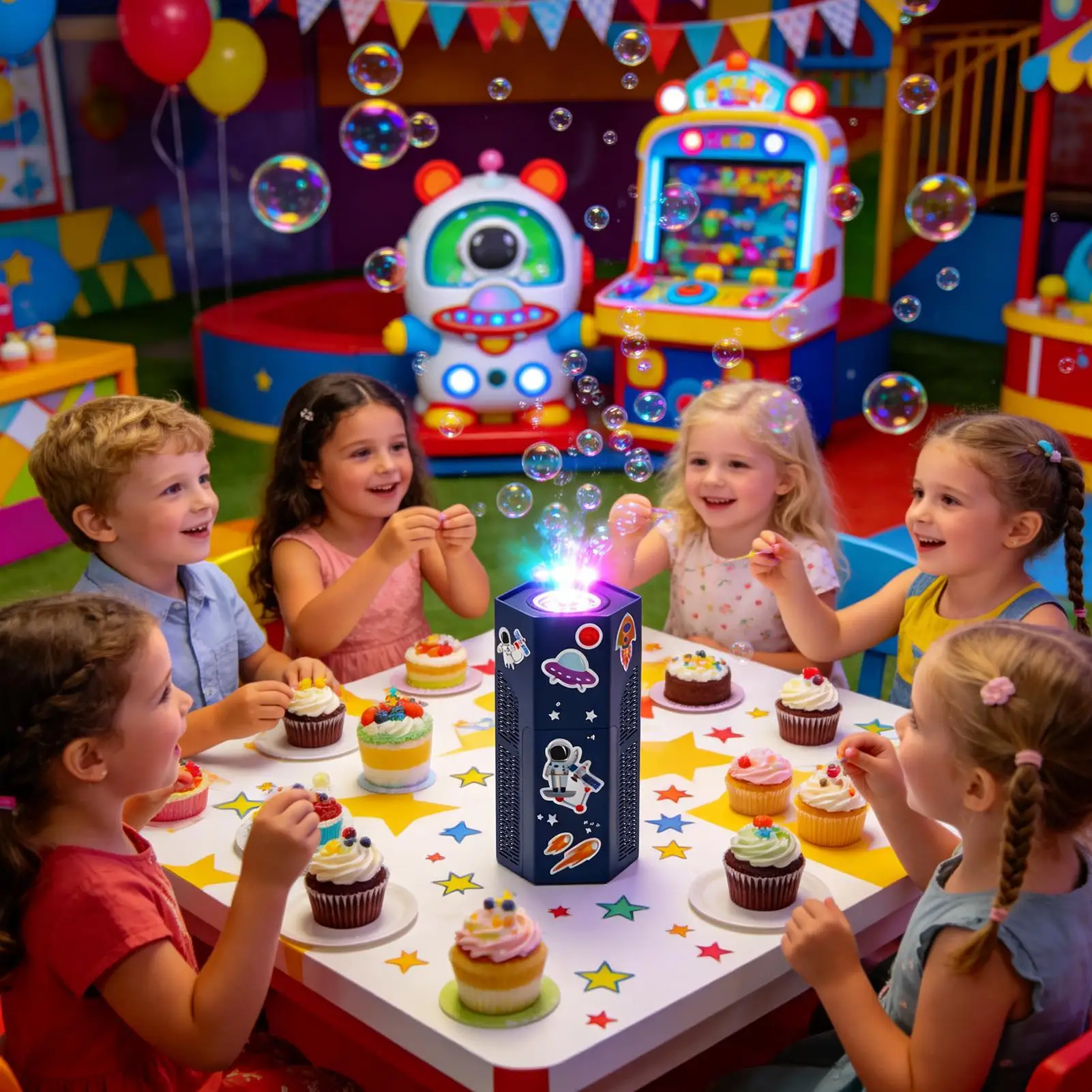 Bubble Machine For Kids Fun Party Toy With Astronaut Stickers Kids Bubble Machine For Boys Girls Christmas Birthday Easter Party