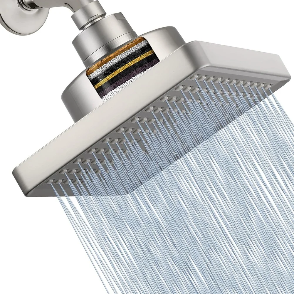 

High-Pressure Shower Head With Filter: 6-Inch Removable Rainfall Design For Waterfall Shower Heads High Quality Square Portable