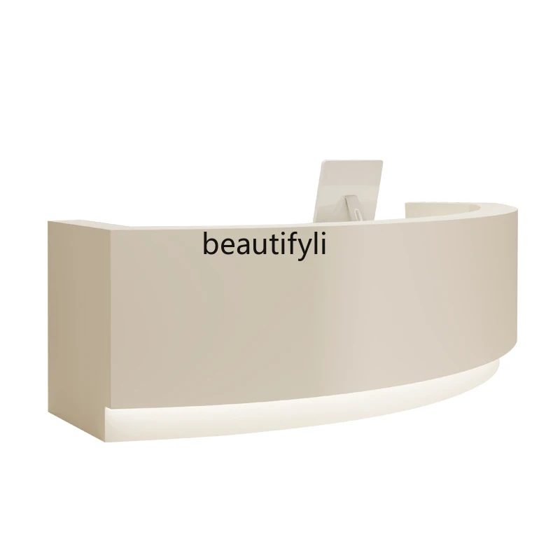 

Light luxury high-end beauty salon clothing store women's clothing company curved reception desk