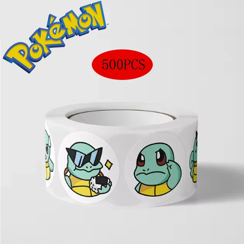 

500PCS Pokemon Squirtle Stickers Pocket Monster Cartoon Anime Figure Image Children's Reward Envelope Sealing Decoration Sticker