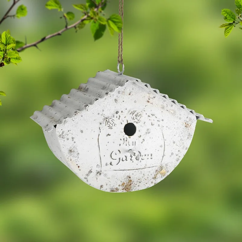 Wrought iron bird house pendant retro garden bird's nest ornament balcony courtyard bird cage ornament home landscaping ornament