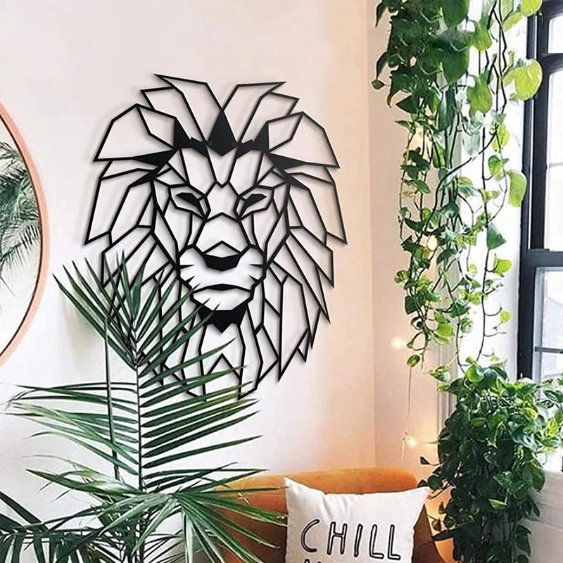 

CIFBUY Metal Lion Wall Decoration Lion Head Metal Art Lion Home Decor Wall Sculpture Animal Metal Artwork Sticker wall deco