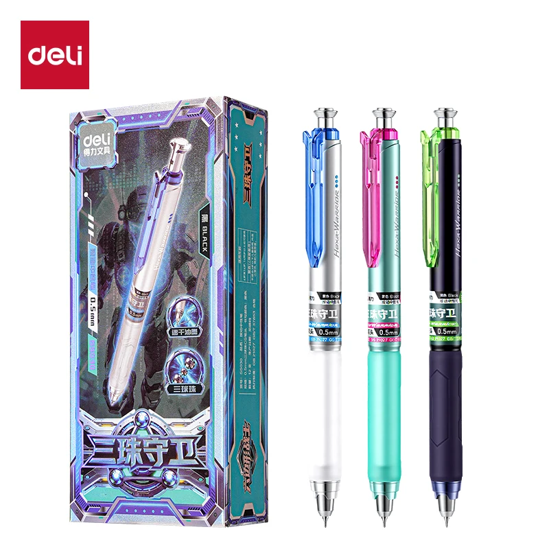 Deli 6pcs 0.5mm Black Ink Quick-drying Gel Pens Office Supplies Stationery Gift Signing Pen School Student Supplies