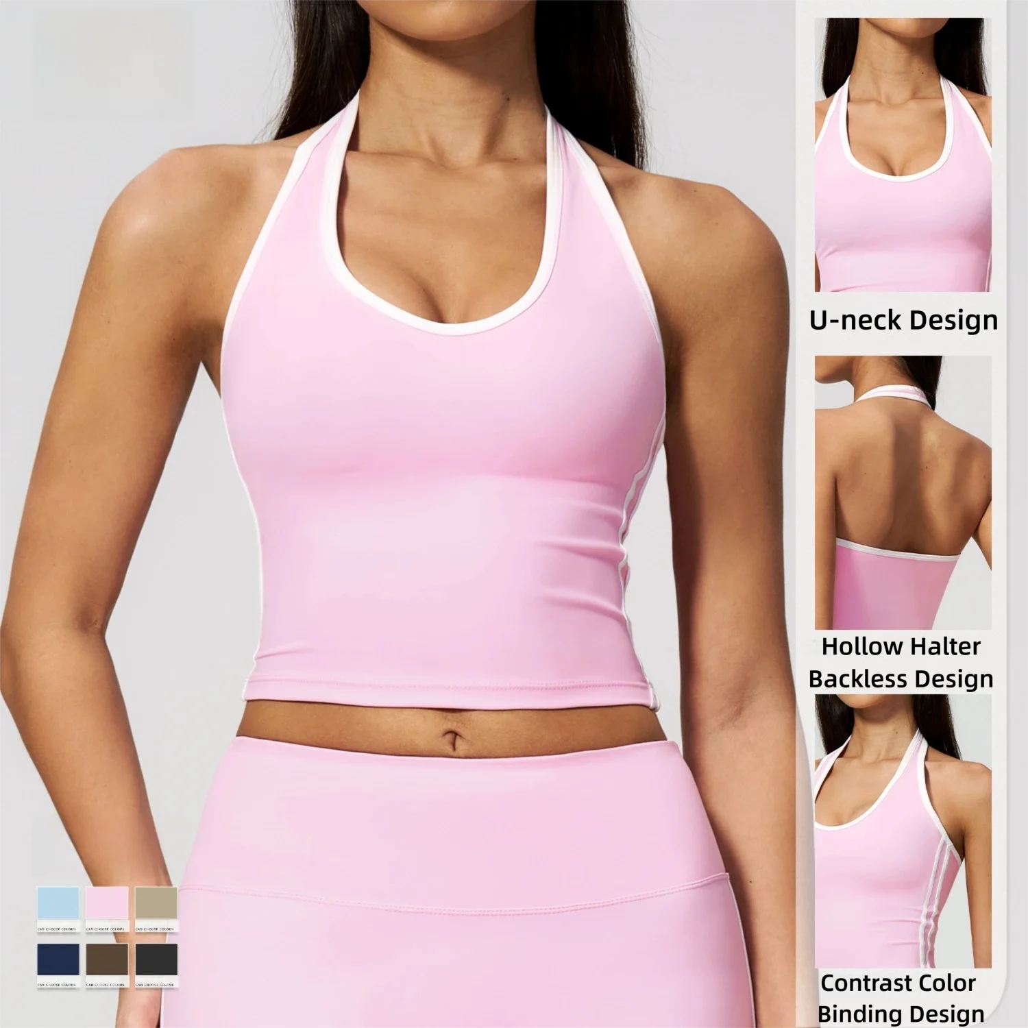 Halter Sports Bra Women Color - Yoga Blocks 评论和价格