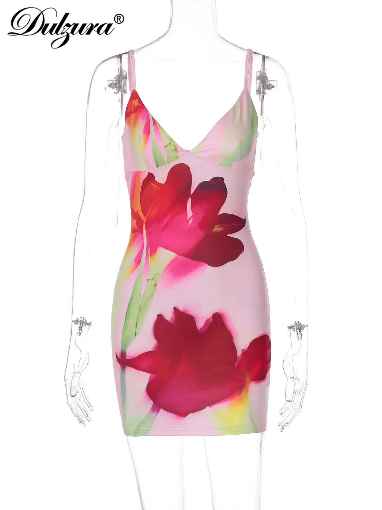 Dulzura Mini abito aderente senza maniche senza schienale con stampa floreale Cami Abito corto elegante sexy da donna Party Club Beach Summer Outfit