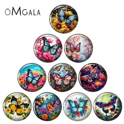 Watercolor Butterfly With Flowers Pattern 12mm/18mm/20mm/25mm Round photo glass cabochon demo flat back Making findings