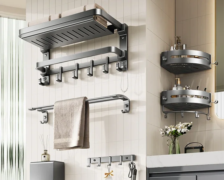 

Towel rack Shelf integrated toilet foldable pendant hanger