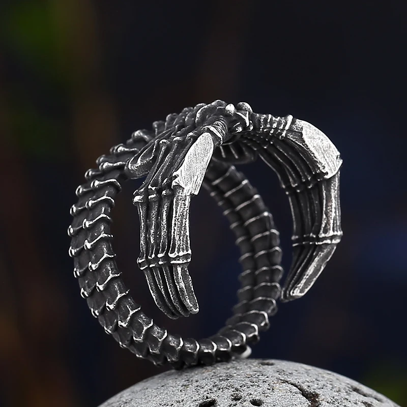 Fashion Vintage Dropshipping 316L Stainless Steel Alien Finger Rings For Men Predator High Quality Movie Animal Jewelry