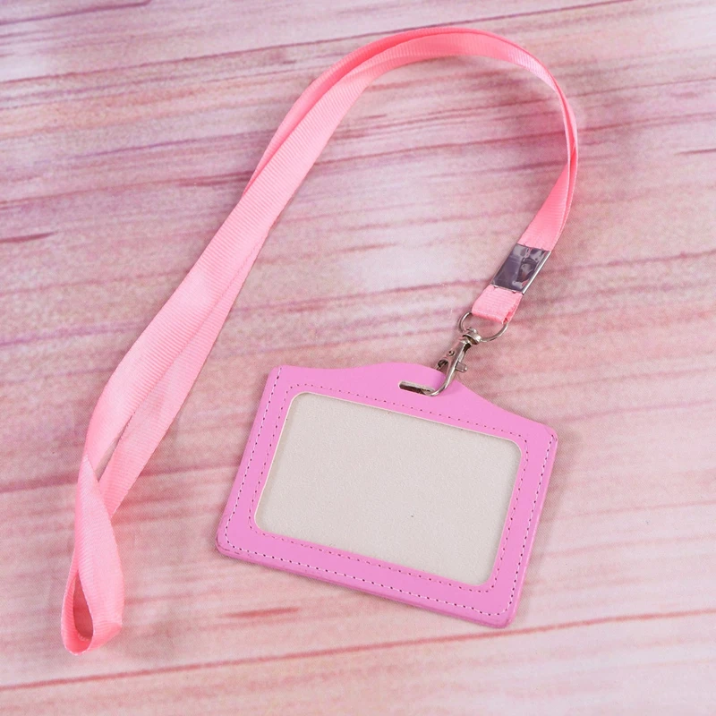 Imagem -05 - Horizontal pu Leather Badge Holder id Tag Working Permit Case Work Card Cover Employees Card Sleeve