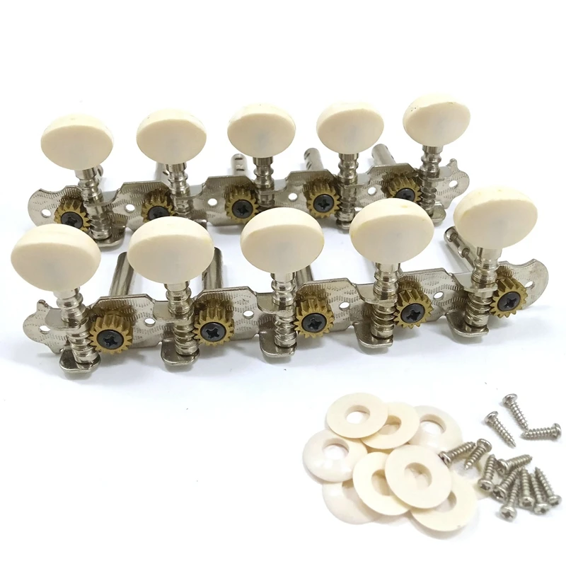 10 String Guitar Tuning Pegs Chrome Plated Machine Heads 5L 5R Acoustic Guitar Instruments Accessory Part