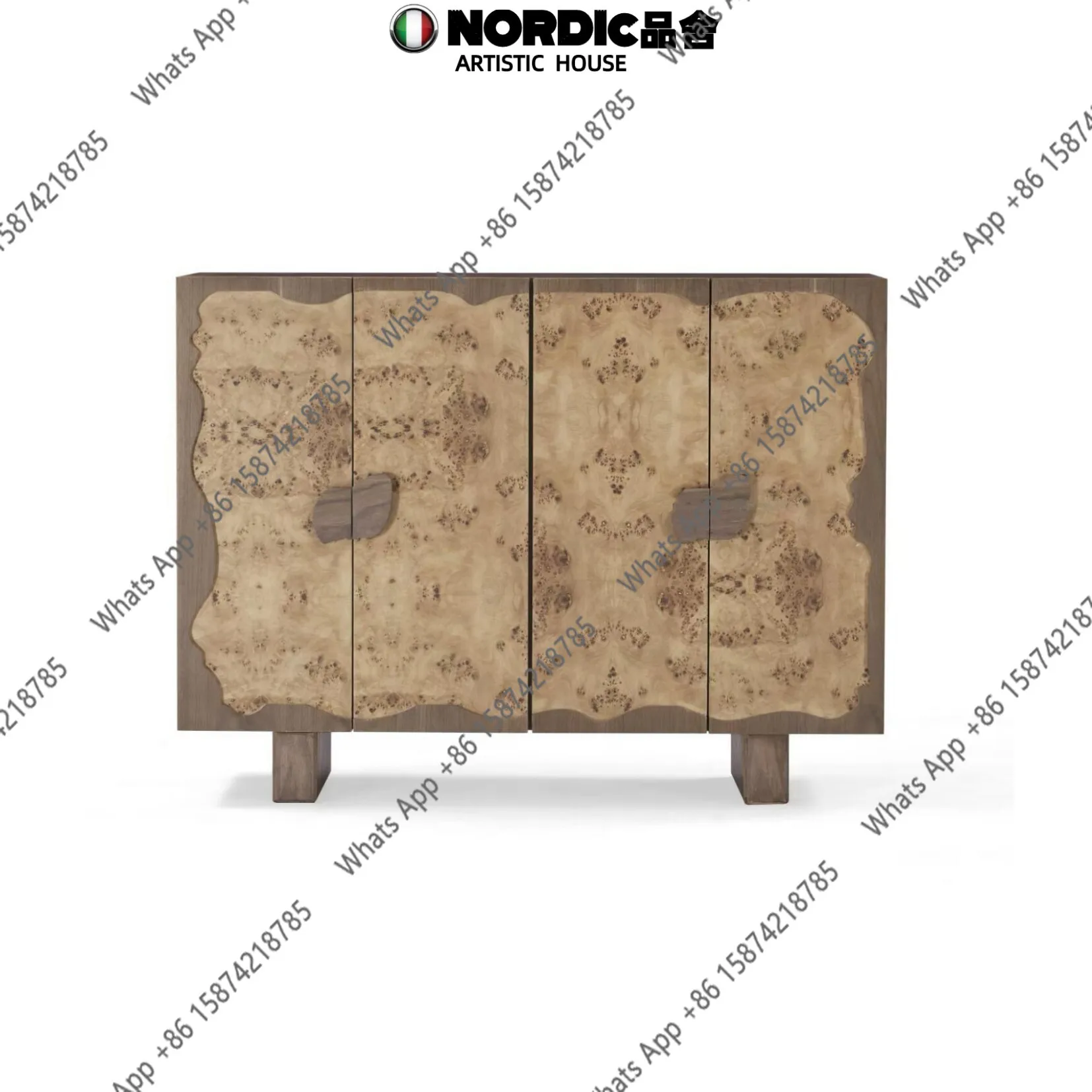 Medieval style designer solid wood tree tumor pattern dining side cabinet wabi sandy style retro wall locker American country