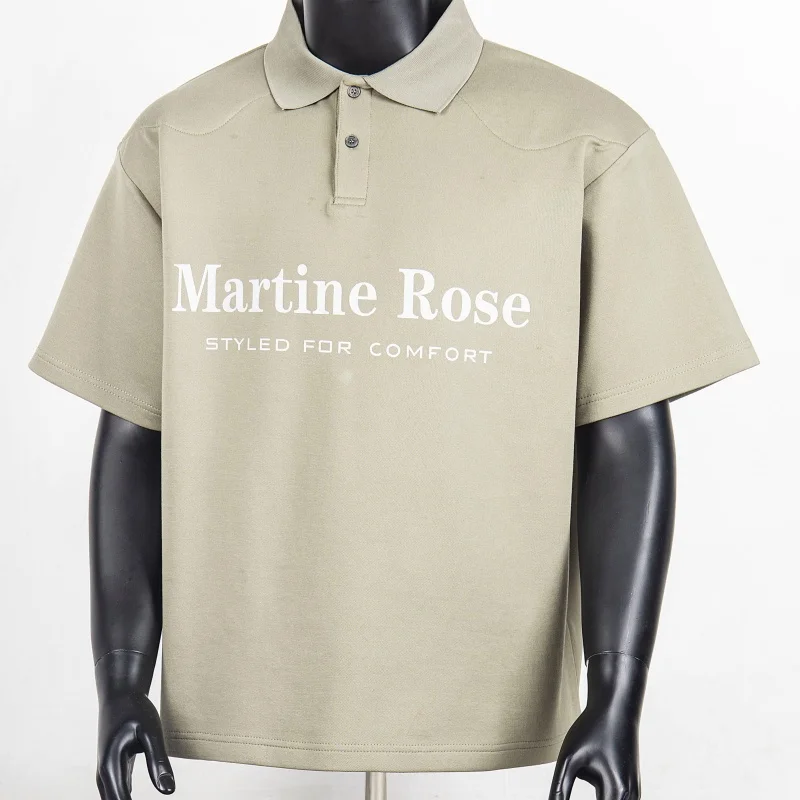 

Martine Rose Letter Print Polo Shirt Men Summer Short Sleeve T-Shirt Casual Fashion Cotton Comfort Fit