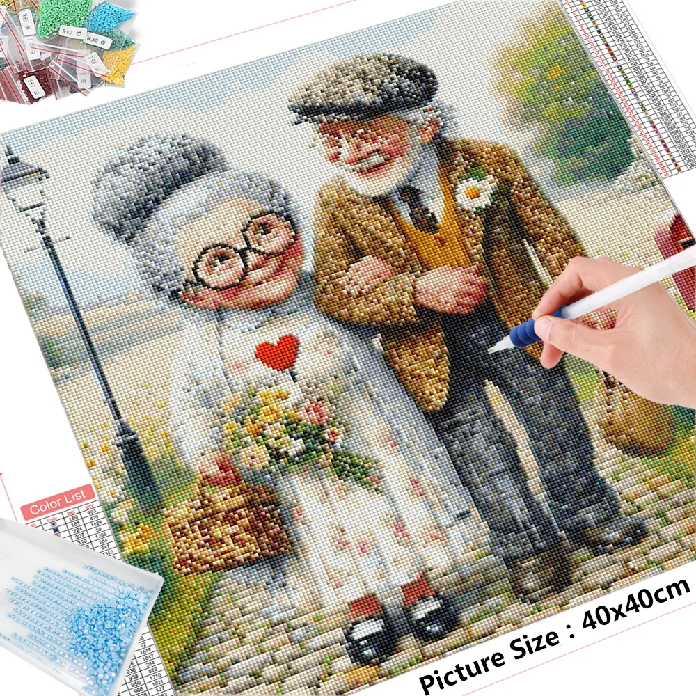 Frameless, Diamond Embroidery Grandma Cross Stitch Painting Grandpa Full Square Round Mosaic Picture Rhinestones Home Decor