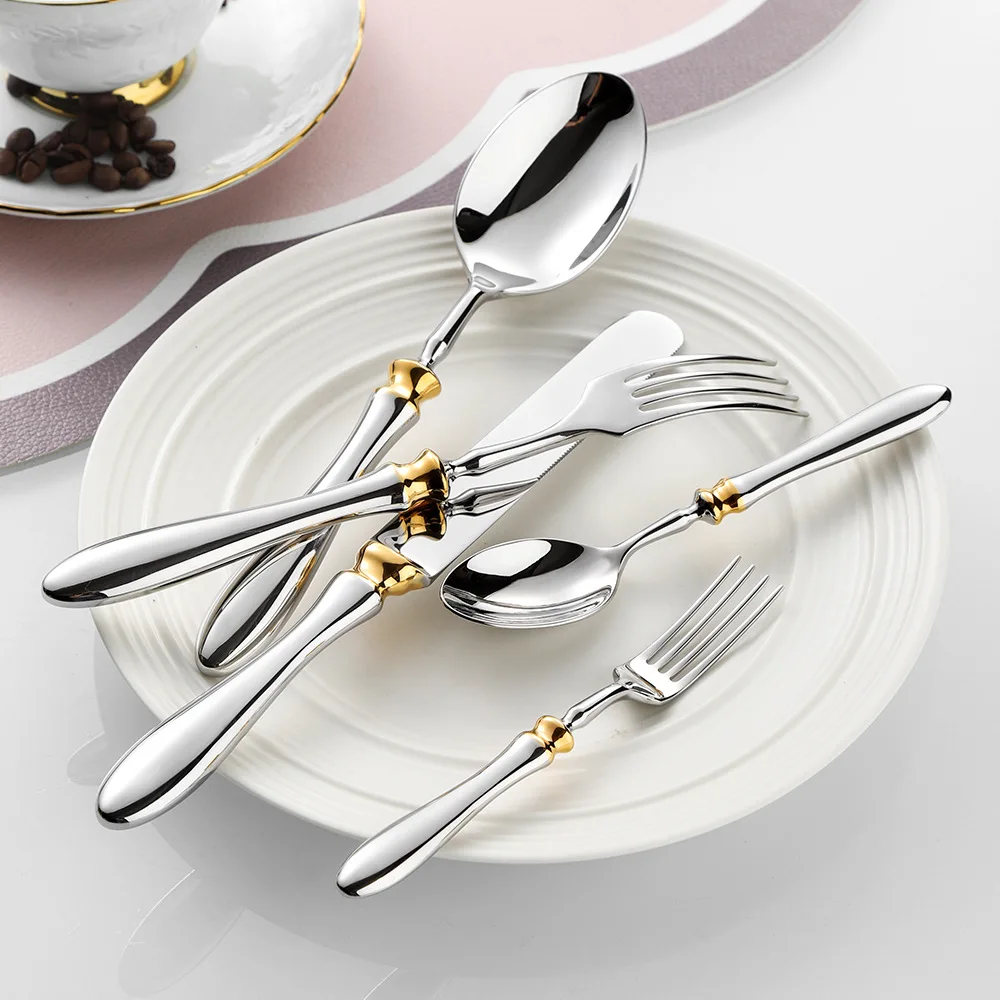 Hand-Forged Western Tableware Steak Knife Fork Dessert Spoon Set 304 Stainless Steel High-End Gourd Handle for Hotel Restaurant
