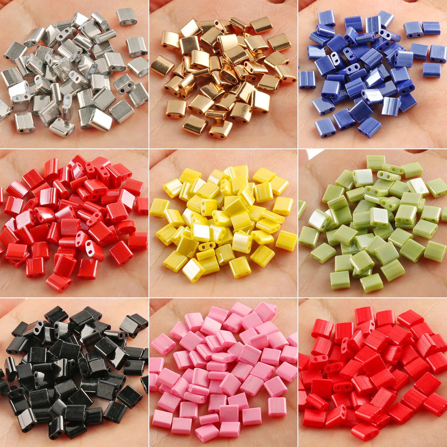 50pcs/lot 45 Styles Two Holes Seedbeads DIY Czech Glass Jewelry Beads for Handmade Jewelry Bracelets Making Accessories 5x5x2mm