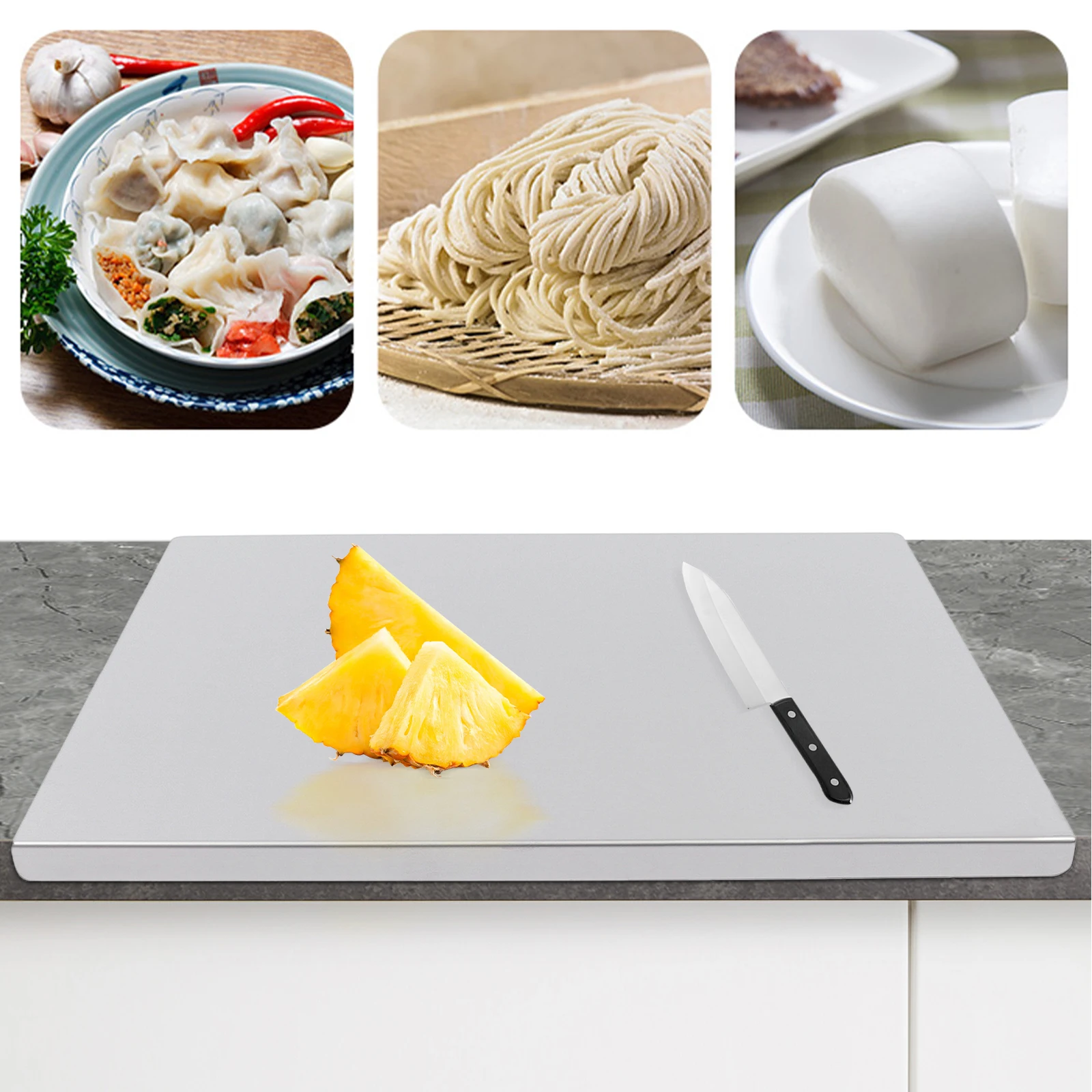 Stainless Steel Chopping Cutting Board Counter Top Protector W/ Front Overhang 60cm*50cm 