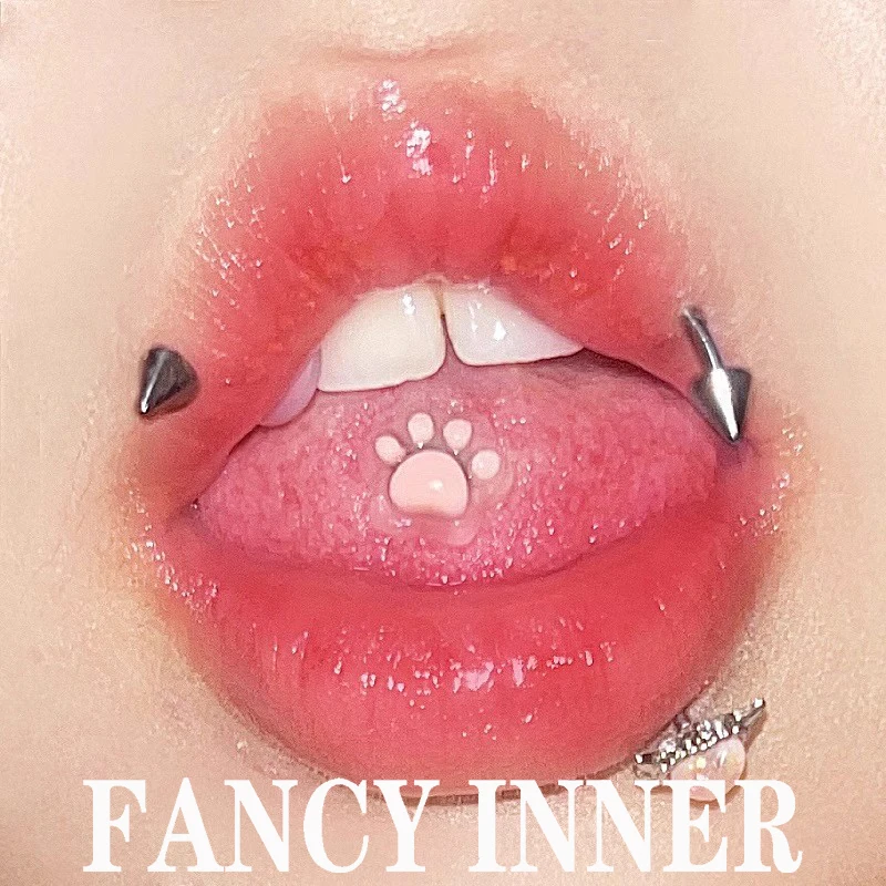 Color Changing Dog Paw Bear Paw Tongue Stud Earrings Bone Stud Resin DIY Cute Ins Sweet Cool Tongue Rings Piercing Jewelry