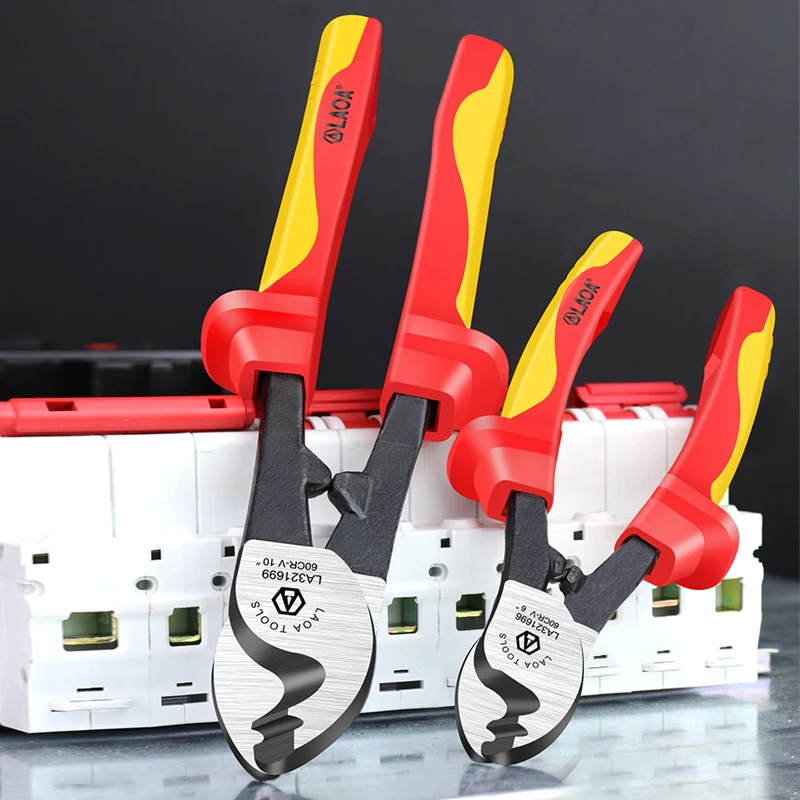 LAOA  1000V Insulated Cable Cutter Electrician Professional Pliers Shock Wire Stripper Tool VDE Pliers Cable Scissors