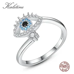 KALETINE Lucky Evil Eye Open Rings Micro Pave Zircon 925 Sterling Silver Ring Jewelry Adjustable Women Ring Gifts Girl Jewelry