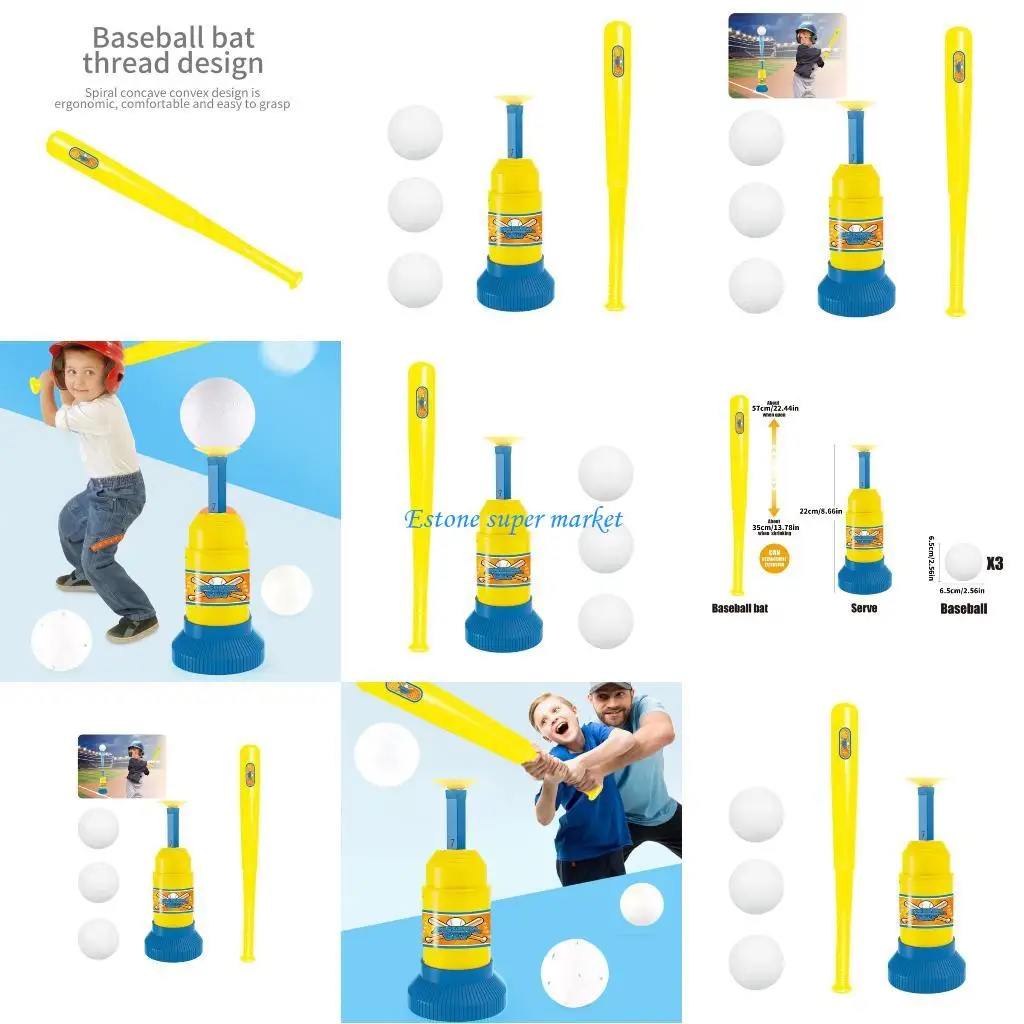 090B ปลอดภัยไม้เบสบอลและเหยือกเครื่องเบสบอลชุด 3 ลูกสำหรับ Backyard เบสบอล Batting การฝึกอบรมกีฬาเด็...