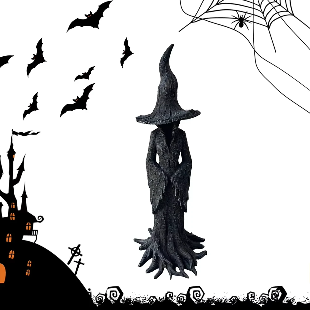NEW HOT Cracker Barrel Witch Statue Spooky Witch Figurine Resin Ornaments Gothic Handmade Crafts for Halloween Home Party Decor