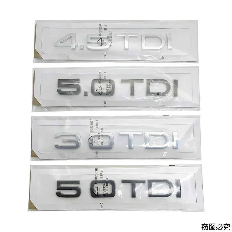

Для Audi 1.9TDI 2.8TDI 4.2TDI 30TDI 40TDI 50TDI A4L A5 A8 Q3 Q5 Q7 TT RS3 S5 ABS Автомобильное крыло Боковая наклейка Задняя эмблема багажника Значок