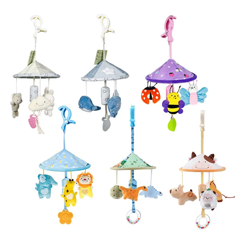 Chocar de pelúcia para carrinho de bebê, Pushchair, Pram Pingente, Wind Chime, animais, Wind Chime, Appease Toy, 0-12 meses