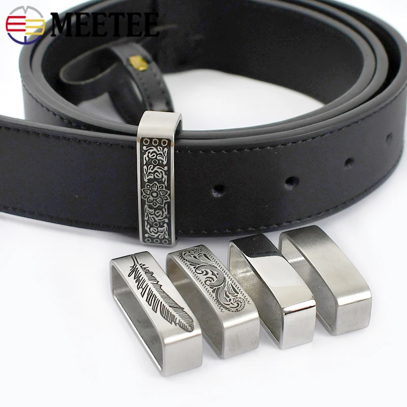 

2Pcs 35/40mm Meetee Solid Stainless Steel Metal Ring Belt Loop Buckles Men's Keeper Jeans Clothing Accessories for 34-39mm Belts