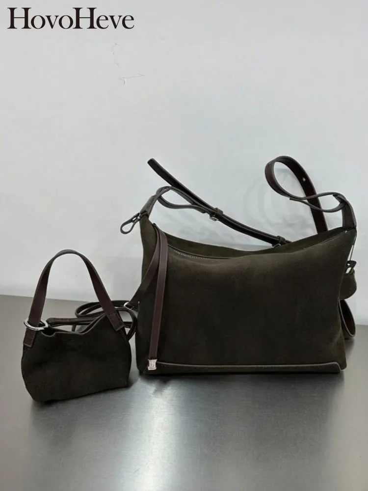 

Лаконичный стиль, женская сумка через плечо из натуральной кожи, однотонная замшевая сумка-бродяга на молнии, маленькая сумка, модные сумки через плечо